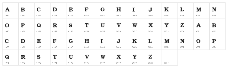 Collapsed System CAPS Character Map