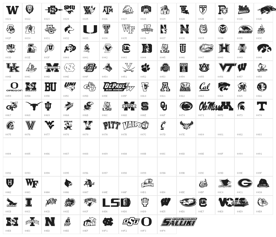 College Collage Regular Character Map