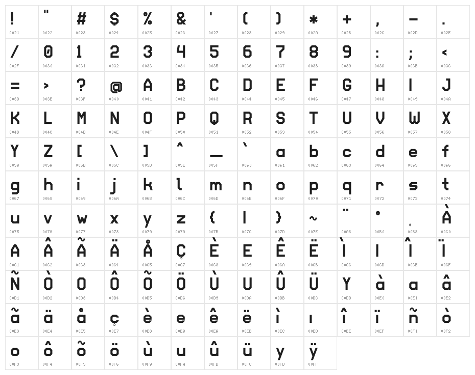 College Sans Character Map