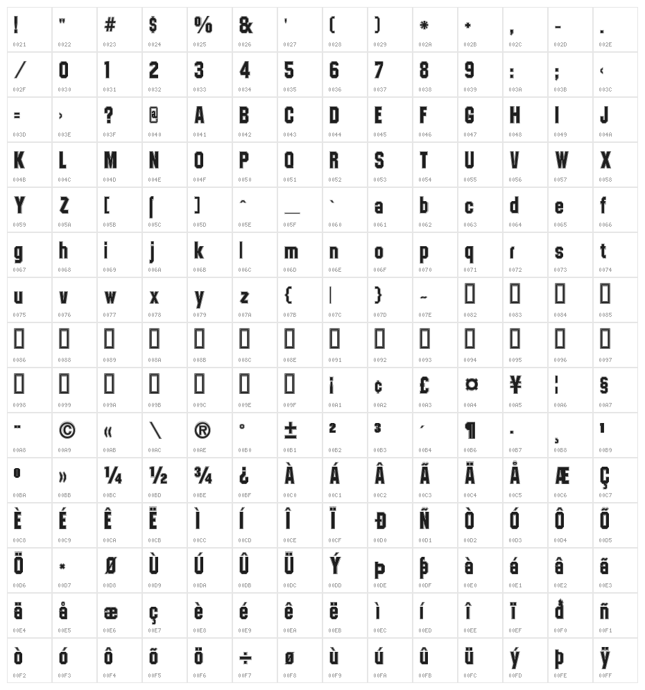 College TM Contour Character Map