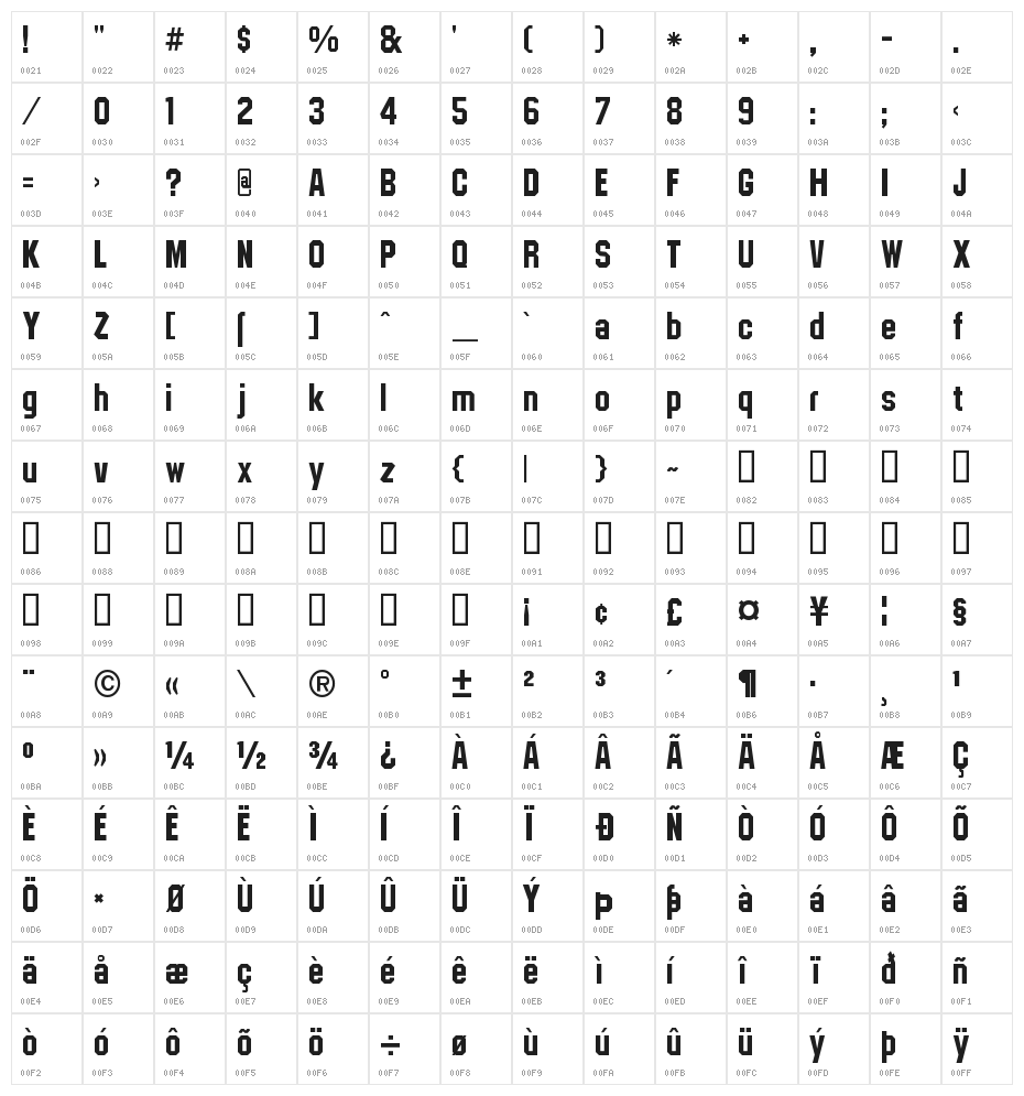 College TM Regular Character Map