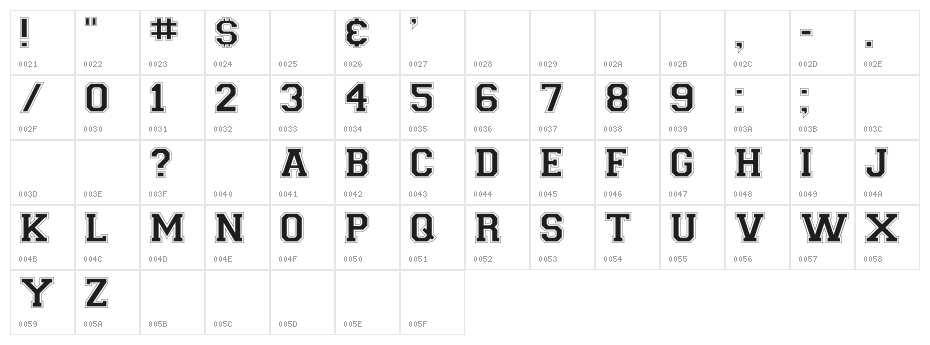 Collegiate-Normal Character Map