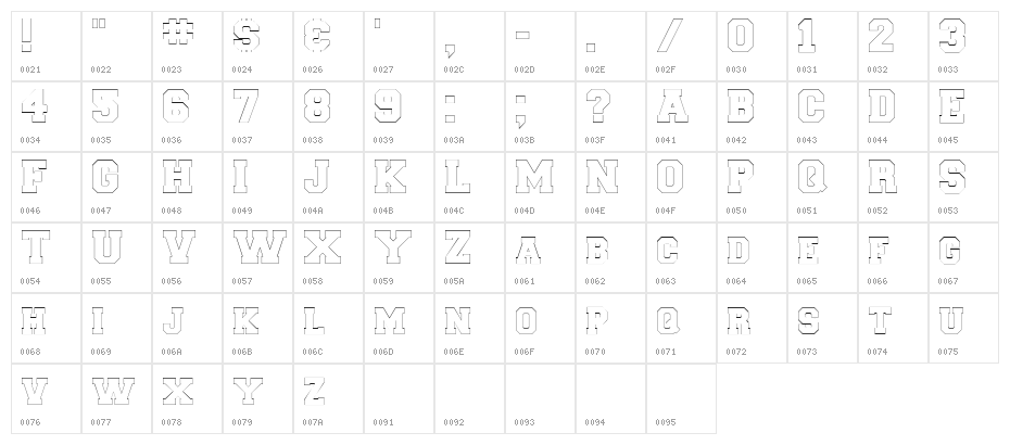 CollegiateBorderFLF Character Map
