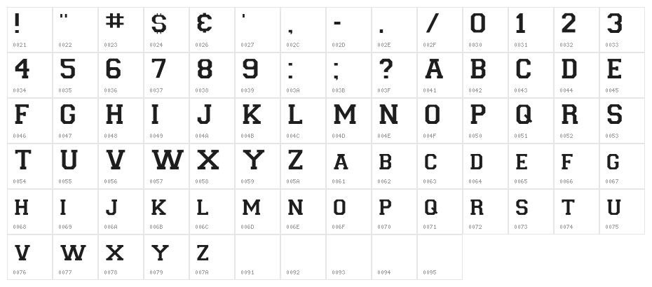 CollegiateInsideFLF Character Map