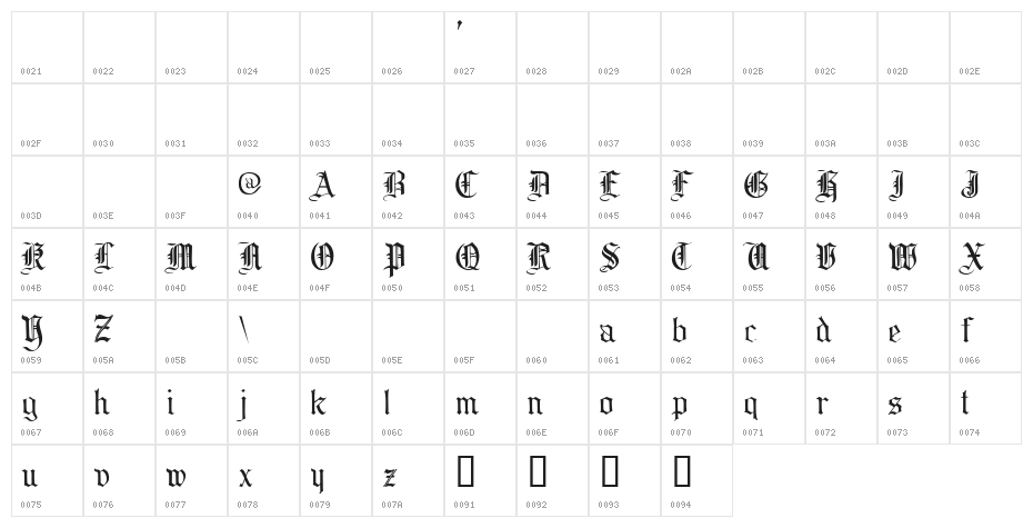 Collins OE Demo Character Map