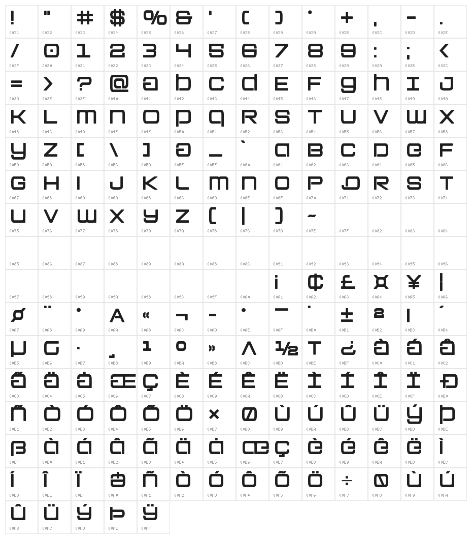 Colony Marines Bold Character Map