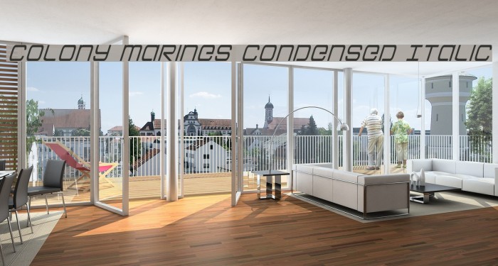 Colony Marines Condensed Italic Font examples