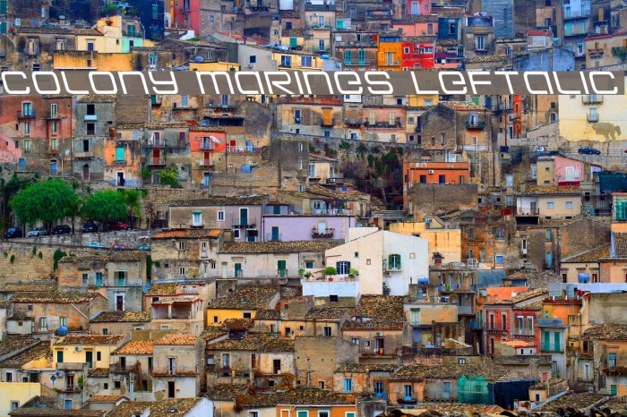 Colony Marines Leftalic Font examples