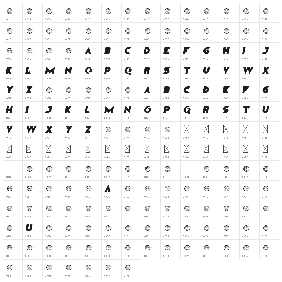 ColorSportDemo Character Map
