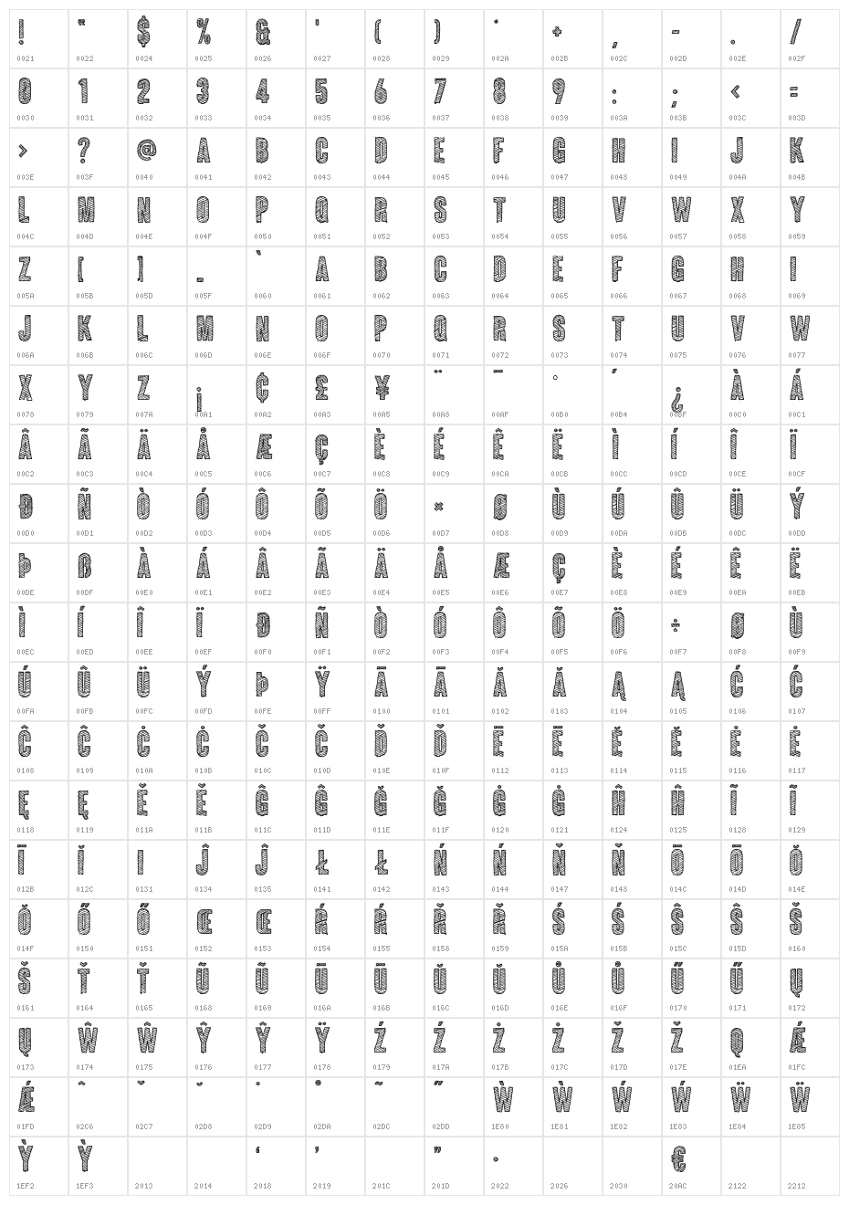 ColunaSketch-CondensedBold Character Map