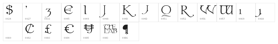 Colwell - Alternates Character Map