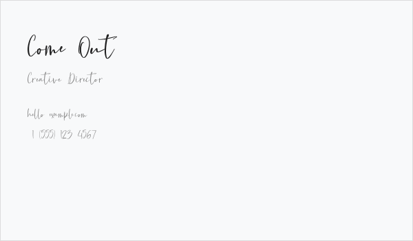 Come Out Business Card