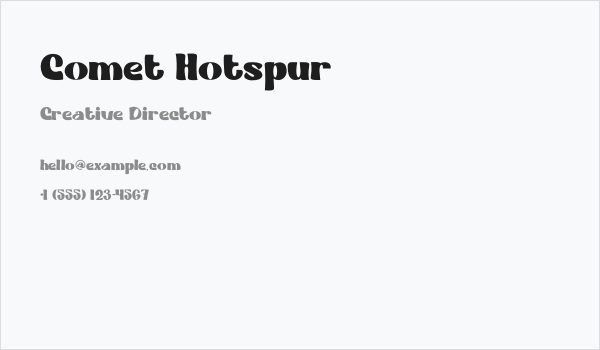 Comet Hotspur Business Card