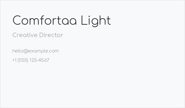 Comfortaa Light Business Card