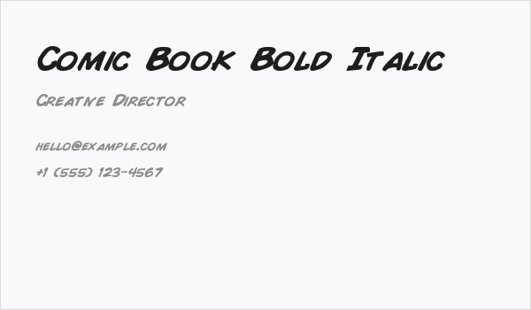 Comic Book Bold Italic Business Card