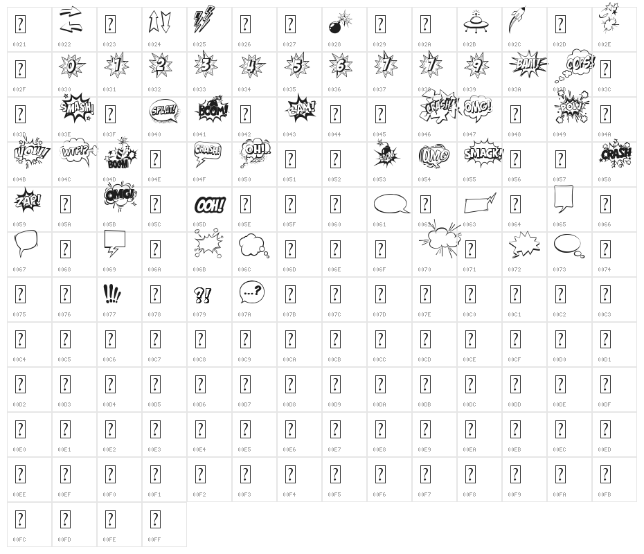 Comic Boom Elements_DEMO Character Map