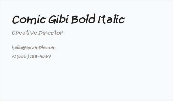 Comic Gibi Bold Italic Business Card