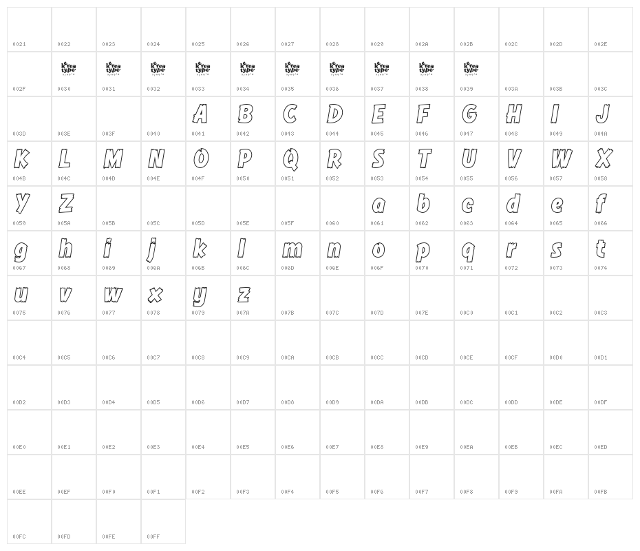 Comic Hero DEMO Outline Character Map