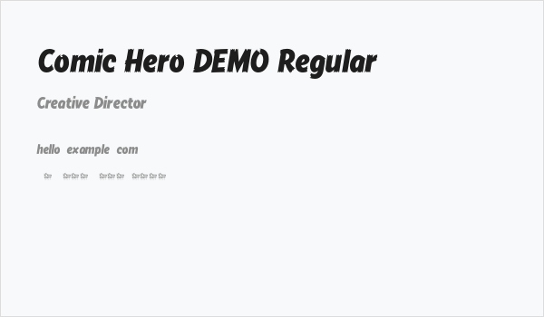 Comic Hero DEMO Regular Business Card