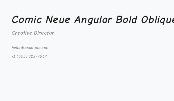 Comic Neue Angular Bold Oblique Business Card