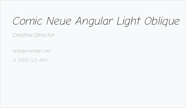Comic Neue Angular Light Oblique Business Card