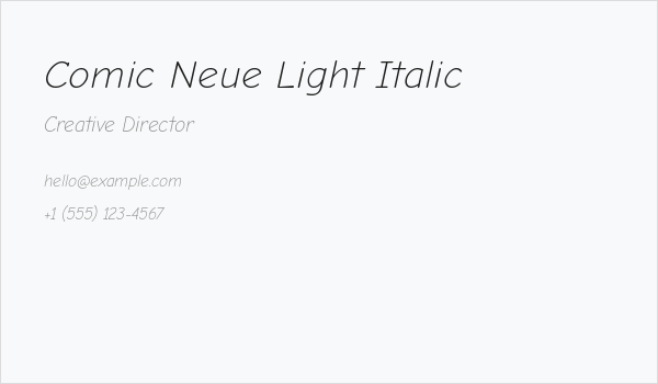 Comic Neue Light Italic Business Card