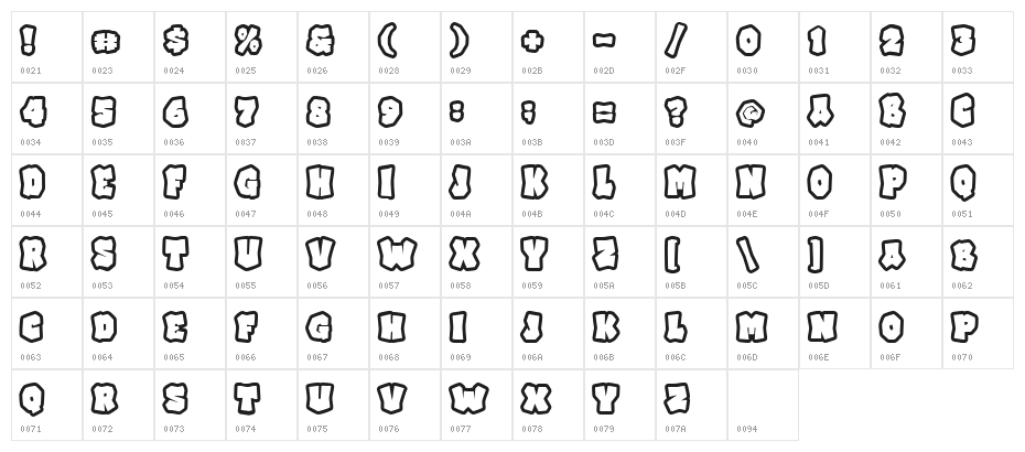 Comic Stone Outline Character Map
