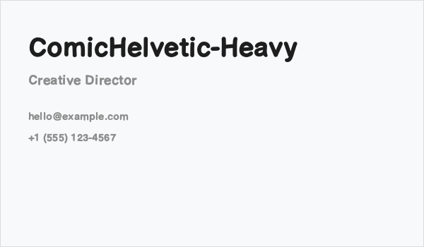 ComicHelvetic-Heavy Business Card