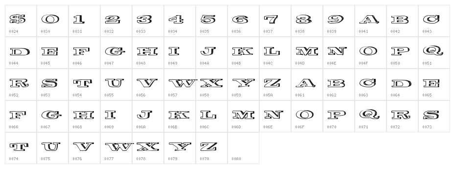 ComicShadow Character Map