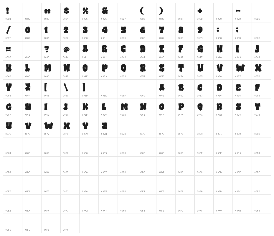 ComicStone-Regular Character Map