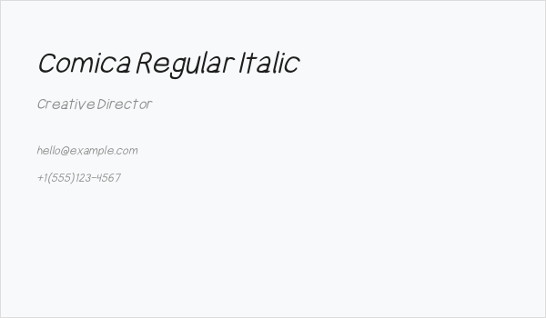 Comica Regular Italic Business Card