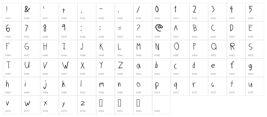 Comical Power Regular Character Map