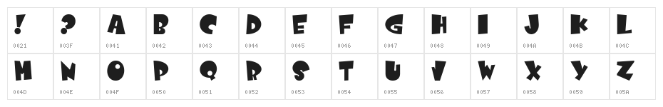 Comicartoon Regular Character Map