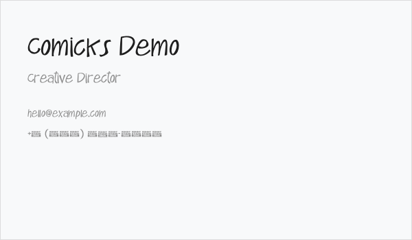 Comicks Demo Business Card