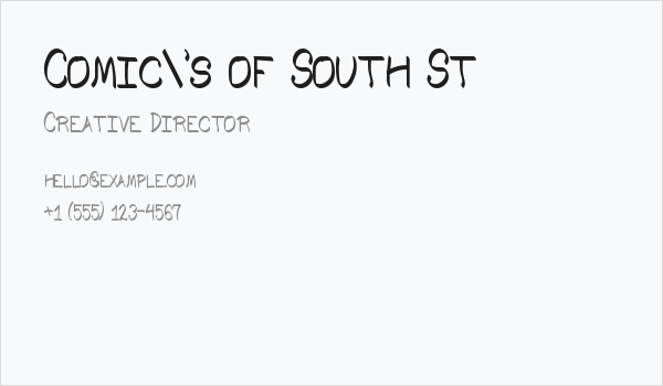 Comic's of South St Business Card