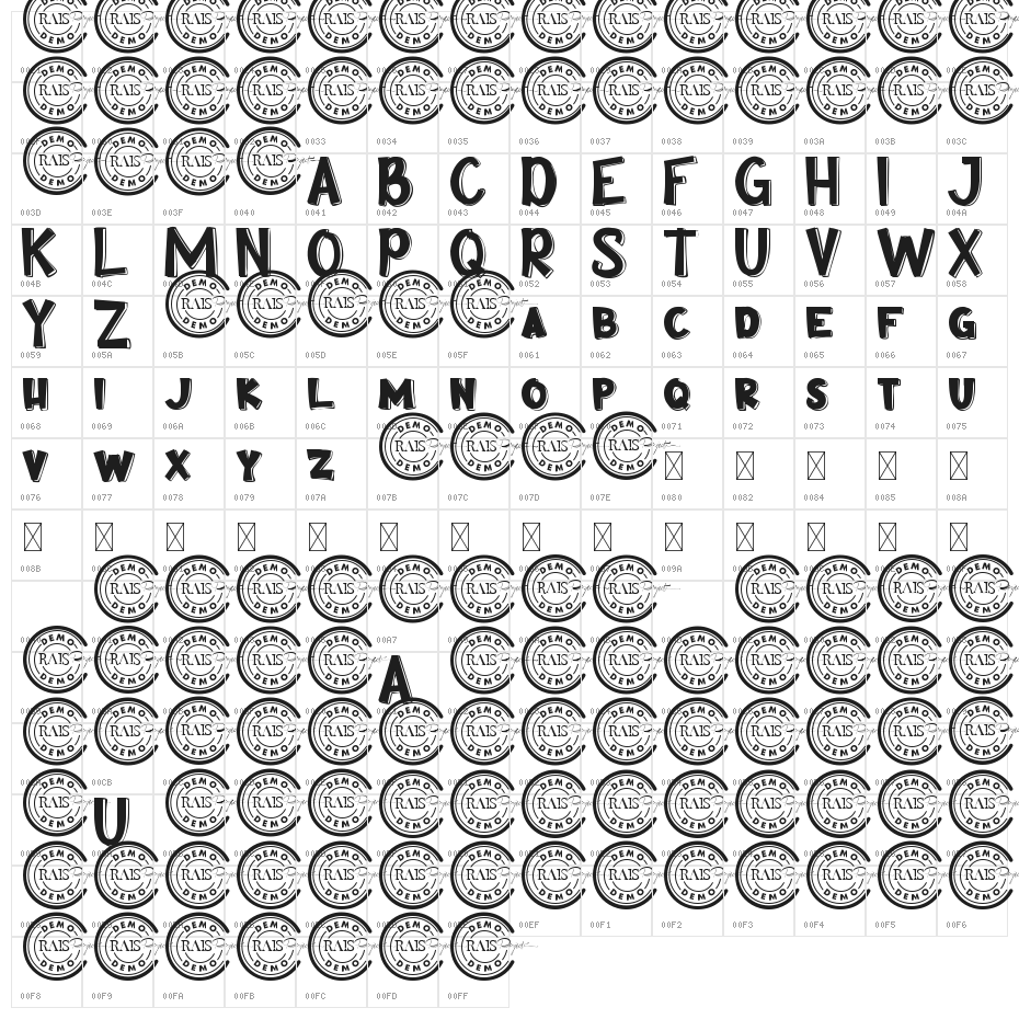 Comik Demo Character Map
