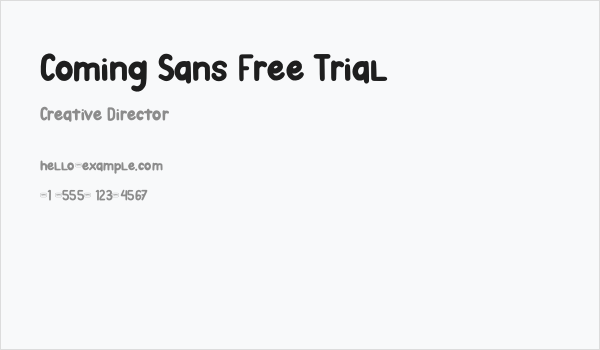 Coming Sans Free Trial Business Card