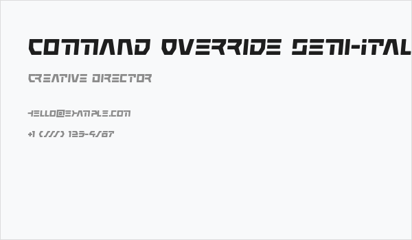 Command Override Semi-Italic Business Card