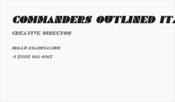 Commanders Outlined Italic Business Card