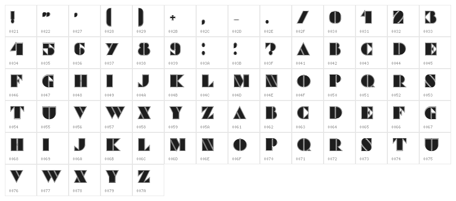 Commanders Outlined Regular Character Map