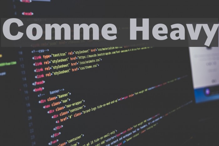 Comme Heavy Font examples