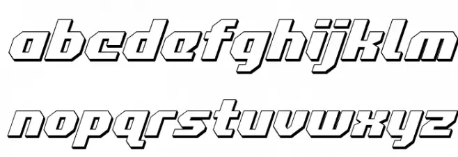 Commonwealth 3D Italic Schriftart Kleinbuchstaben