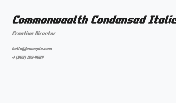 Commonwealth Condensed Italic Business Card
