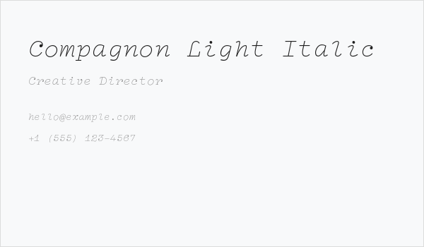 Compagnon Light Italic Business Card