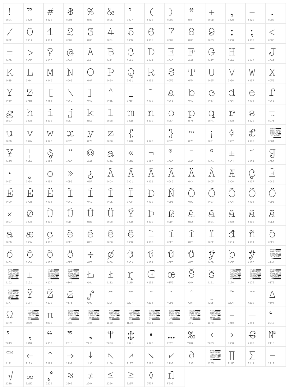 Compagnon Light Character Map