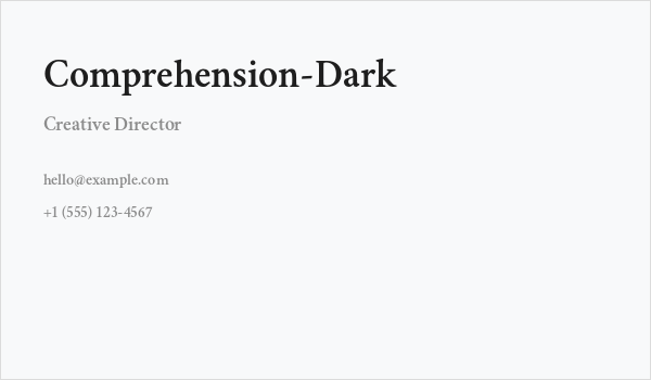 Comprehension-Dark Business Card