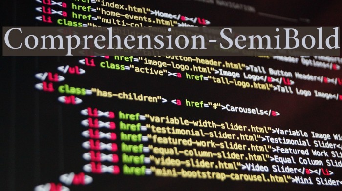 Comprehension-SemiBold Font examples
