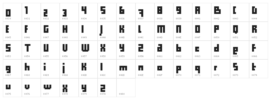Computer Aid Condensed Character Map