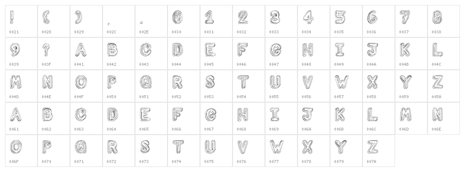 Computer Love Regular Character Map