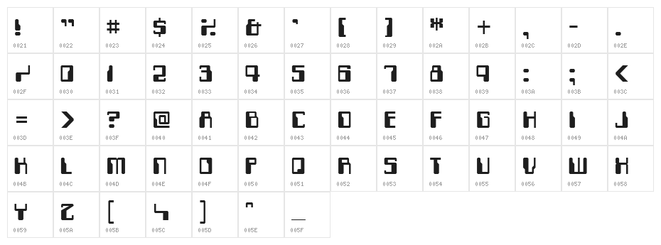 Computerfont Regular Character Map